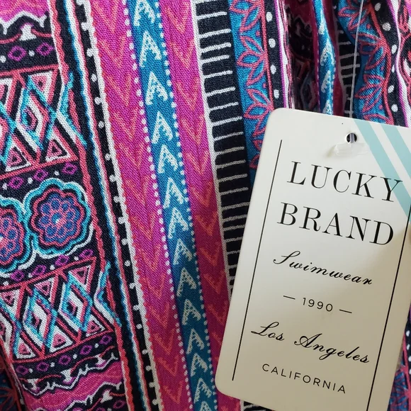 Lucky Brand aztec stripe pink scoop neck swim coverup - Picture 7 of 7